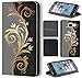 Price comparison product image CoverFix premium case for Samsung Galaxy J5 (model 2017) J530F, flip cover made of synthetic leather with motif 623 Tattoo Style Schwarz Gold Grau