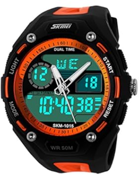 XLORDX SKMEI Digital Armbanduhr LED Sportuhr Stoppuhr Wecker Wasserdicht Quarzuhr Taschenuhren Orange