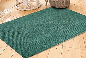 95 Threads Rag Rug/Printed/Geometric Rectangular Natural Jute Rug Mats for Home & Office (Green, 24X36 Inch)