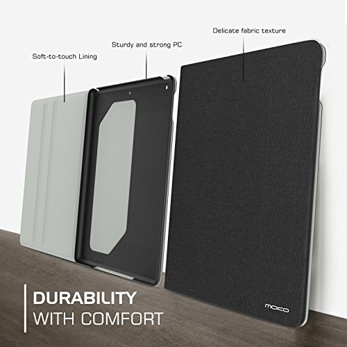 MoKo Hülle für Neu iPad 9.7 Zoll 2017 – Stoßfest Ledertasche Schutzhülle mit Auto Sleep/Wake up Funktion, Standfunktion und PC Bumper für Apple New iPad 2017 9.7″ Tablet, Asche Schwarz - 4