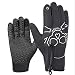 Produktbild iSpchen Unisex Radfahren Handschuhe,Winter Touchscreen Warm Winddicht Wasserdicht Fäustlinge Vlies Futter Thermal Draussen Sport Fahrrad Handschuhe Einstellbar Damen Herren Schwarz (XXL) EINWEG