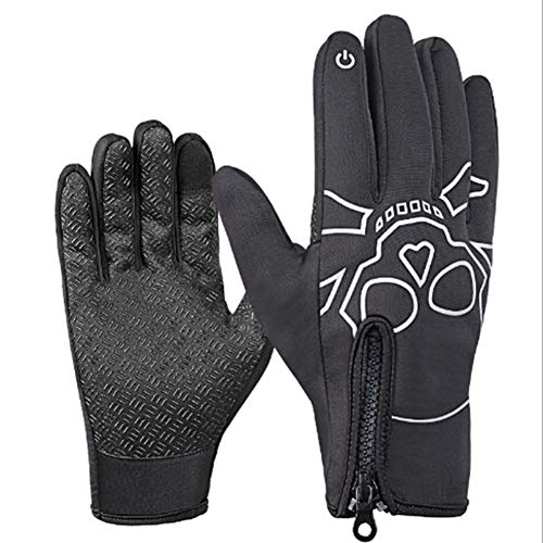 Preisvergleich Produktbild iSpchen Unisex Radfahren Handschuhe,Winter Touchscreen Warm Winddicht Wasserdicht Fäustlinge Vlies Futter Thermal Draussen Sport Fahrrad Handschuhe Einstellbar Damen Herren Schwarz (XXL) EINWEG