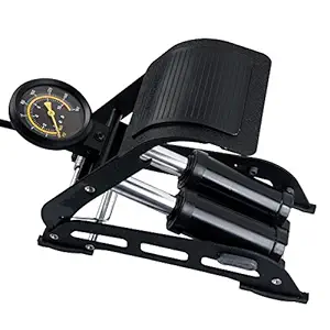 Breewell New Aluminium Portable Bike Pump with Double Barrel Foot Inflator (Standard, Black)