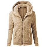 iHENGH Neujahrs Karnevalsaktion Damen Herbst Winter Bequem Mantel Lässig Mode Jacke Frauen Kapuzenpullover Mantel Winter Warme Wolle Reißverschluss Mantel Baumwollmantel Outwear