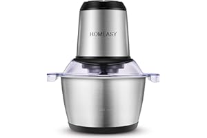 HOMEASY Tritatutto Elettrico 2L Frullatore Multifunzionale con Ciotola in Acciaio Inox 350W Mini Robot da Cucina per Frutta Verdura Carne Spezie ecc