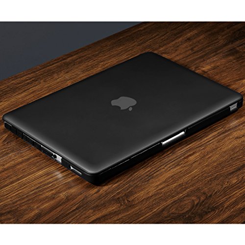 Matte Hartschale für MacBook Pro 13 Zoll CD-ROM mit Mini DisplayPort (A1278), LENTION Durchsichtige Plastikabdeckung & Schale für Mac Book Laptop, matte Hülle mit Gummifüßen, mit Anti-Staub Port Stecker – Transparent Schwarz - 5