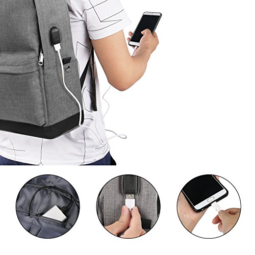 15.6 inch Slim Laptop Backpack，Travel School Bags，Large Water Resistant Travelling Backpack，Ergonomic Designer with Usb Charging Port High School Rucksack for Girls,Boys -Grey