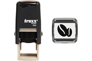 STAMP DESIGN 4U Traxx 9021- Self Inking Rubber Stamp- Loyalty Card- Business, Café, Coffee Shop- Black Coffee Bean Design