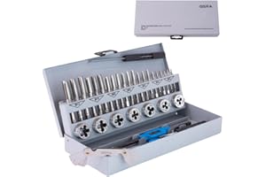 GSR Profesjonalny 32-częściowy zestaw gwintowników metrycznych od M3 do M12 HSSG | gwintownik ręczny, gwintownik, narzynka, regulowana narzynka, uchwyt narzynki, szablon do gwintów