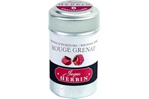 Jacques Herbin 20129T - Une boite de 6 cartouches d'encre pour stylo-plumes et stylos roller (produit sans emballage - objectif zéro déchet), Rouge grenat