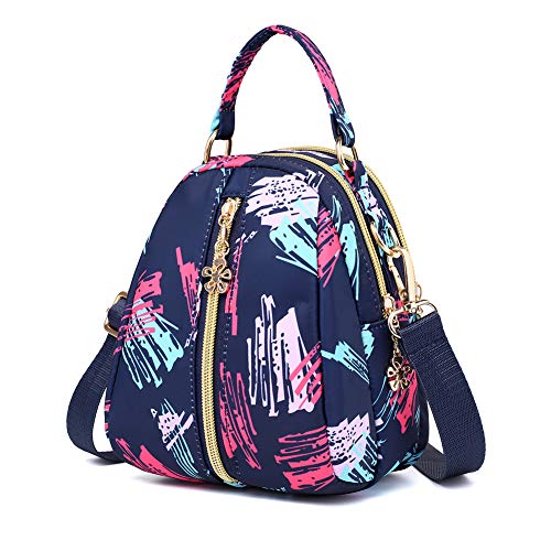 SAMKING Bolso Bandolera Mujer Pequeños Multifuncional Moda Impermeable Nylon Viajar Bolsos de mano (Grafiti azul)