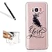 Produktbild Silikon Hülle für Galaxy S8 Plus,Cover für Samsung Galaxy S8 Plus,Leeook Kratzfeste Scratch-Resistant Hülle TPU Case Schutzhülle Silikon Crystal Kirstall Clear Case Durchsichtig Cool Schwarz Love Feder Malerei Muster Transparent Weichem Silikon Schutzhülle Handy Gürtel Tasche Schutzhülle Hülle Case Cover Abdeckung Etui TPU Bumper Schale für Galaxy S8 Plus + 1 x Schwarz Eingabestift-Schwarz Love Feder