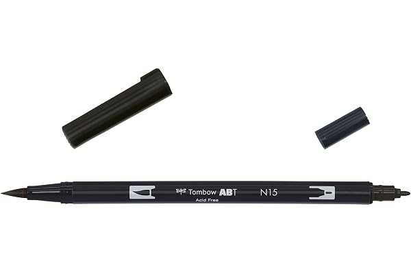 Tombow ABT-N15-1P Feutre pinceau à deux pointes Noir