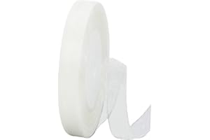 HONGCI 15mm Blanc Ruban en Mousseline de Soie Transparente pour Emballage Cadeau,45m Organza Tissu Rubans Décoration Cadeau Noel Anniversaire Bouquet Mariée Mariage Décoration & Bricolage DIY