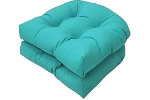 FYHTC 2 Pieces Replacement Cushions U-shaped Cushion Sofa Rattan Chair Cushion California Armchair Sofa Rattan Garden Cushion Seat Pad(Lake blue)