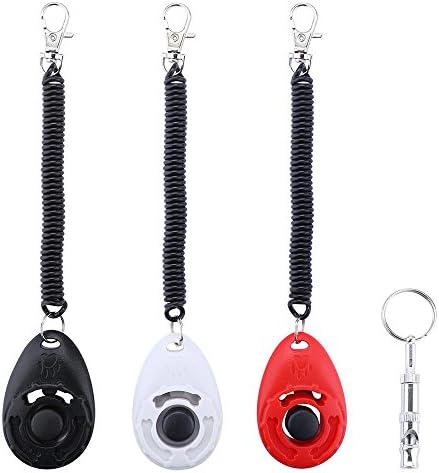 Dog Training Clicker with Wrist Strap(3 color) + Metal Whistle