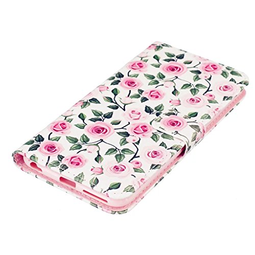 MUTOUREN Schutzhülle Case für iphone 6 6S (4.7 Zoll) Prägung Blumen Geprägte indische Mandala Muster Buch-Stil Bookstyle Handyhülle Schutzhülle Taschen Anti-scratch Bumper et Shock Absorption Magnetverschluss Magnet Etui + Metall Touch-Pen, Kleine Rose - 4