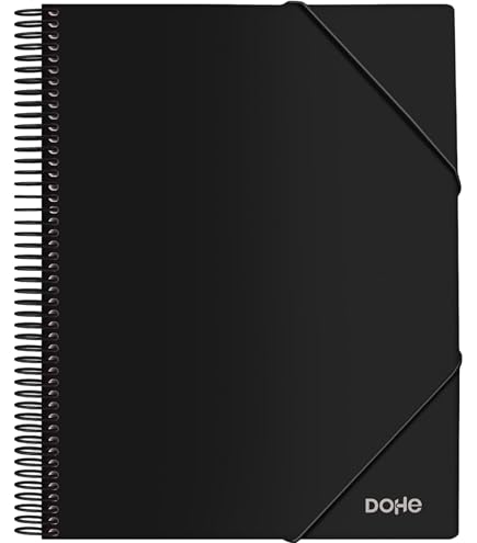 Carnet à Spirale Oxford A4 Avec 40 Pochettes - Couverture Noire Graphique - Ouverture 360°