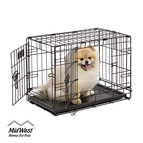 MidWest iCrate Double-Door Folding Metal Dog Crate, 22 Inches by 13 Inches by 16 Inches