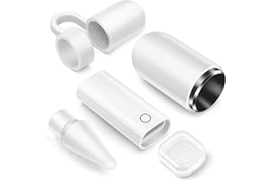 iMangoo iPencil tappo magnetico di ricambio 1 pezzo con porta cappuccio, 1 pezzo e adattatore di ricarica, adattatore di ricarica, spina di ricambio, accessori per Apple Pencil 1 generazione (bianco)