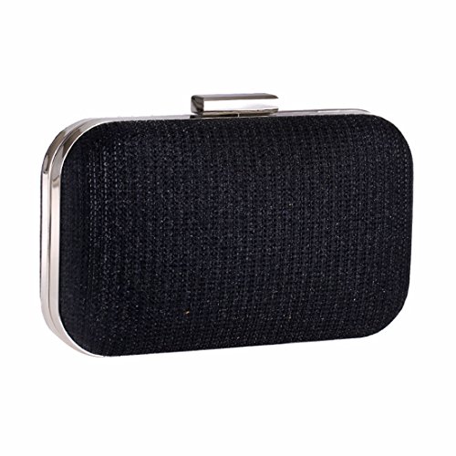 Honneury Women's Evening Party Clutch Handbag Chain Small Box Bag Square Hard Shell Clutch Purse (Color : Black)