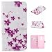 Produktbild HopMore OnePlus 6 Leder Hülle mit Kartenfach Klappbar Mandala Design Muster Silikon Bumper Ledertasche Magnetverschluss OnePlus 6 Handyhülle Standfunktion Holster Stoßfest Schutzhülle Tasche Schale Cover Case - Kirschblüten