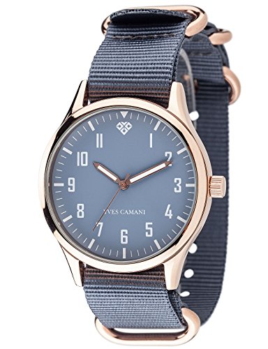 Yves Camani YC1084-H Orologio da Polso, Quadrante Analogico da Donna, Cinturino in Nylon, Colore Blu