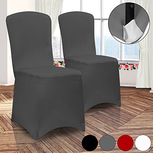 2 Stück Stuhlhussen Universell Husse Stuhlbezug Stuhlüberzug Stuhlüberwurf geeigent für Hochzeiten, Partys oder Events - Farbe Weiß