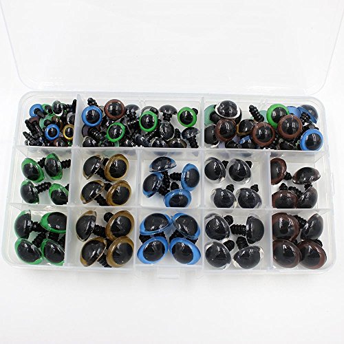 100Stk. 10~18mm 5 Sizes in Box Bunt Teddyaugen Sicherheitsaugen Kunststoffaugen Puppe Augen Neu - 3