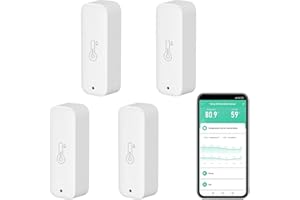 ZECAMIN Thermomètre hygromètre sans fil, Smart humidité et de température avec surveillance à distance via app,capteur d'humidité et de température intérieur avec exportation des données,compatible Alexa.4PCS
