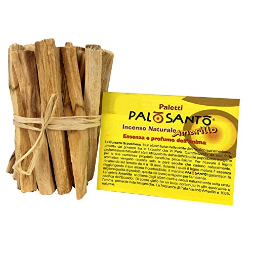 Incienso Natural Palo Santo - Palitos Variedad Amarillo - 20 Palitos - Aroma balsámico y Fresco - Original Bursera Graveolens ecuatoriano - Recupera Buena energía y alegría!