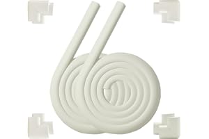 FOZOBAIY Kantenschutz für Babys, 4 m/157 Zoll Schaumstoff-Sicherheitspuffer und 8 Eckenschützer, Babysicherer Schaumstoff-Kantenschutz, verdickter, weicher Schutz (Weiß)