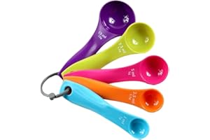 BZKSER Messlöffelset - 5 Farbmesslöffel mit unterschiedlichen Kapazitäten,messlöffel,portionierlöffel,Kunststoffmesslöffel für Flüssigkeits- und Pulvermessgeräte