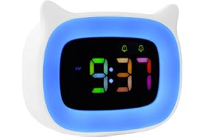 ‎SEUTGJIE Seutgjie Kinderwecker für Schulanfänger Mädchen Jungen, Digitaler Wecker Kinder mit Nachtlicht 18 Klingeltöne Dual Alarms Snooze Modi 12/24 Stunden