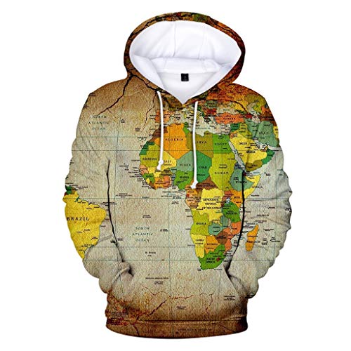 Preisvergleich Produktbild Luckycat Unisex 3D Druck Weltkarte Hoodie Kapuzenpullover Langarm Sweatshirt Kapuzenjacke Mit Taschen Herren 3D Druck Kaputzenpullover Hoodies mit Tasche Langarm Bunt mit Kaputzen