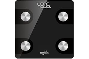 EUROPAPA® Scales For Body Weight, Digital Bathroom Scales With App, Weighing Scales 180 Kg/397 Lb, Smart Weight Scale For Body Fat Rate, BMI, Weight, Muscle Mass, BMR (Black)