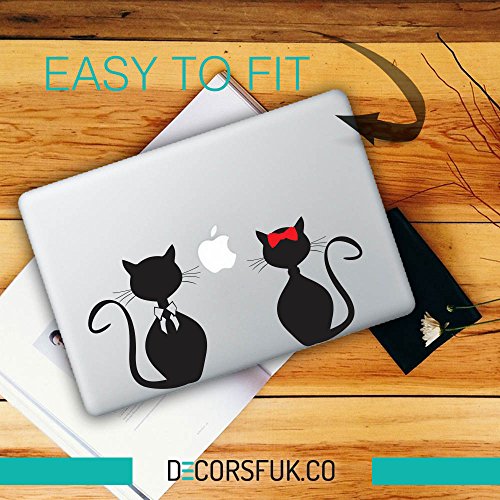 decorsfuk.co Gatos Macbook Pegatinas - Adhesivos para macbook - Negro y Rojo Adhesivo de Vinilo - Pegatinas de Animales