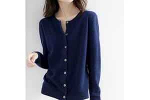 Cardigan Femme,Col Ras Du Cou Bleu Marine Cardigan Coupe Cintrée Cardigan Court Doux Et Confortable À Manches Longues Manteau En Tricot Ouvert Devant Pull Veste Vêtements D'Extérieur Pour Femmes