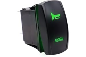 mxuteuk Interruttore clacson impermeabile Interruttore a bilanciere Momentaneo 12V 20A Luce LED verde ON/OFF SPST 5 pin per imbarcazione per veicoli Marine RK1-06N-LB-G