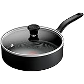 Tefal Titanium Essential Sautepan 26 cm + Lid, Non-Stick Coating, Metal Safe, Compatible with All Hobs Except Induction, Flaw
