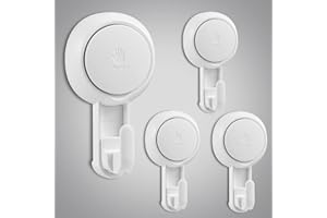 ilikable 4 Pezzi Ganci Ventosa Bagno Super Portante 5KG Senza Foratura Ganci a Ventosa per Asciugamani Appendini Bagno Impermeabile e Resistente al Grasso Parete per Doccia Cucina