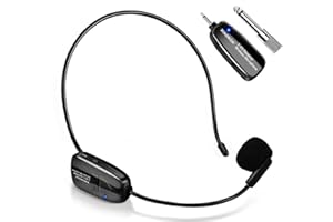 XIAOKOA 2.4G Wireless Microphone,Microfono Senza fili, 50 m Di Trasmissione Wireless,3,5 mm e 6,35 mm,Archetto e Palmare 2-in-1,per Guida Turistica/Insegnamento/Promozione/Discorso