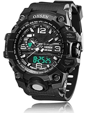 BINZI Herren Wasserdichte Sportuhren Digital Multifunktions Analog und Quarzuhr Handgelenk mit Stoppuhr / Wecker...