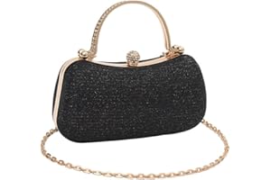 RPAEOY Pochette Donna Elegante Glitter Clutch Cerimonia Borsa da Sera con Catena Borse a Tracolla Piccolo per Matrimonio Sposa Cocktail Festa Cocktail
