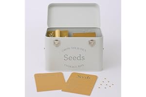 Gardening Naturally Seed Storage Box With Free Envelopes & Dividers French Grey