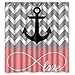 Produktbild Nfhrref Lawrence Love Infinity Forever Love Symbol Chevron Pattern with Nautical Anchor Pink Grey White Waterproof Bathroom Fabric Shower Curtain with Hooks,Bathroom Decor 60" x 72" inch