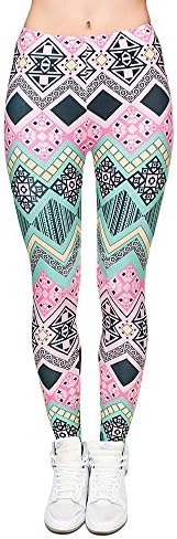 Women's Yoga Leggings Fitness Running Stretchy Pilates Gym Tights Skinny Pants (Aztec 3)