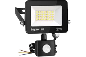 ‎LEPRO Lepro 20W LED Strahler mit Bewegungsmelder Außen, 2000LM Außenstrahler 5000K Kaltweiß Superhell Scheinwerfer, IP65 Wasserdicht Fluter, Ideale Aussenleuchte für Garten, Innenhöfe, Garage, Haus, Hotel
