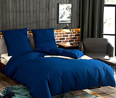 AYSW Sets de Housse de Couettes 220x240cm + 2taies d'oreillers 65x65cm Parure de Lit pour 2 Personnes Bleu