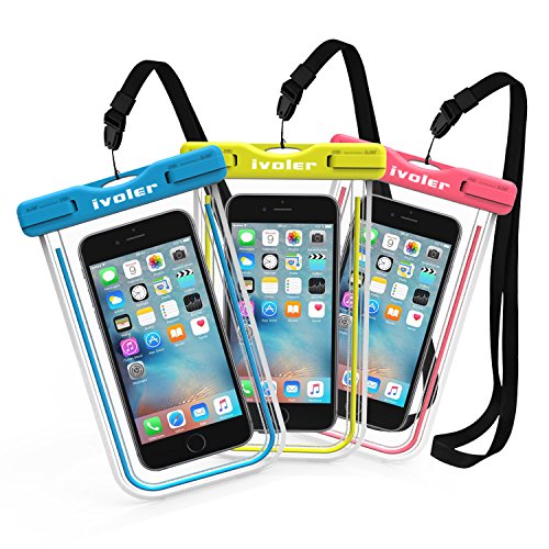 [Certifiée IPX8] Pochette étanche, [3 pièces] iVoler Pochette Sac étanche Universel Waterproof Case Bag Housse Coque Etui pour Apple iPhone 7, 7 Plus,6s / 6, 6s Plus / 6 Plus, SE 5S 5C, Samsung Galaxy S8/S8+/S7/S7 Edge/S6/S6 Edge/Edge+, Note 5/4/3/Edge, Huawei P10/P10 Lite/P9/P9 Lite,ASUS, LG,Sony, Motorola et les Autres Smartphones de Taille Égale et Inférieure à 6'' ou les Monnaies , le Passeport etc, idéal pour natation, la plage, pêche, la randonnée, Garantie de 24 MOIS (Bleu+Vert+Rose)